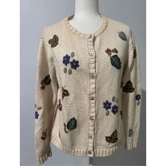 Talbots Sweaters - Talbots fall embroidered linen blend button front sweater MP